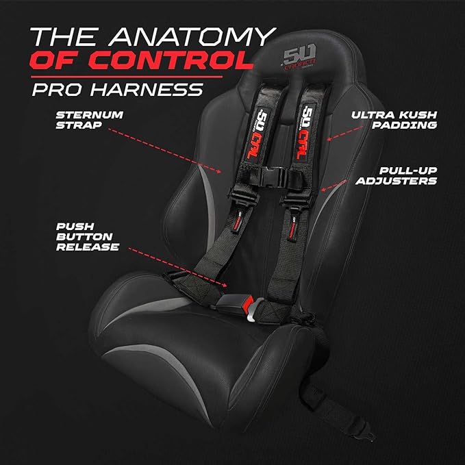 1pc 4 Point Harness for Bucket Seat Push Release 10 Color Options Racing Harness, Race Car, Off Road, UTV, RZR (Black, 3 inch)