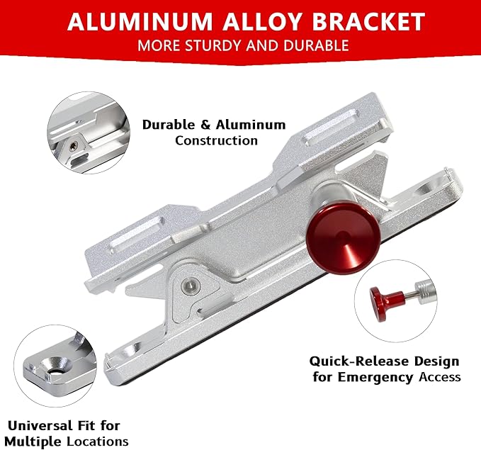 Quick Release Fire Extinguisher Mount - Aluminum Adjustable UTV Roll Bar Fire Extinguisher Holder Mounting Bracket Compatible with Jeep Wrangler TJ JK JL JKU Polaris RZR Ranger Cam-Am X3, Silver