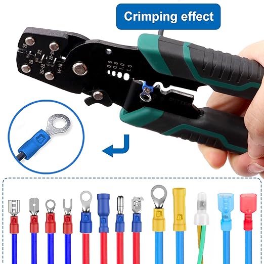 smseace 580 Pcs Closed End Crimp Connector with Crimping Tool - Closed End Crimp Caps Terminal for 22-16 AWG, 16-14 AWG, 12-10 AWG - Ideal for Automotive, Audio, and Electrical Applications
