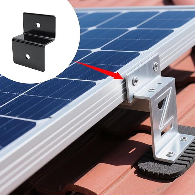 KUMGROT 2.6 Inch Solar Panel Z Brackets, Aluminum Alloy Solar Panel Brackets for for Solar Panels Roof RV Boat Off Grid, 16 Pcs Black Z Bracket