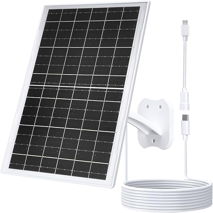 Zivif 13W USB Solar Panel for Security Cameras, Solar Charger with USB-C Cable, DC 5.5x2.1mm & Micro USB Port, IP66 Waterproof with Adjustable Mount & 10FT Cable, Tempered Glass Panel