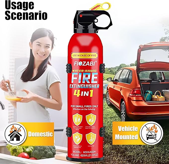 Portable Fire Spray With Bracket Portable Aerosol Extinguisher for ALL FIRES inc. Li-ion Battery Fires-Emergency Equipment for Home, Kitchen, Fireplace, Grill, Car, Caravan 620ML(4 pack)
