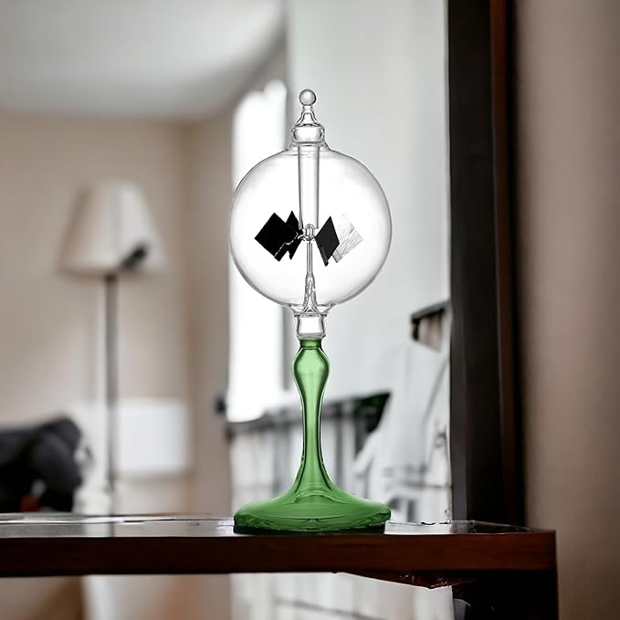 Medium Green Solar Power Radiometer Crookes Spinning Vanes Glass Windmill Gift Home Desk Decoration M