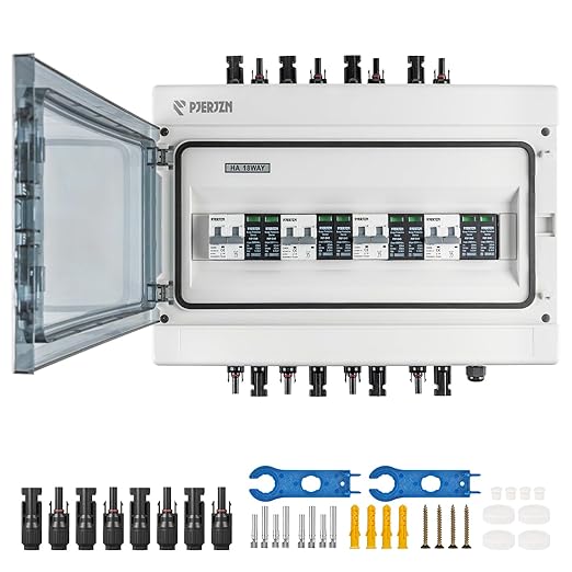 Solar Combiner Box (1 in 1 Out/2 in 2 Out/3 in 3 Out/4 in 4 Out) PV Combiner Box with 1000V DC 40A MCB & 20-40KA SPD Power Distribution Box (4String 4in4out)