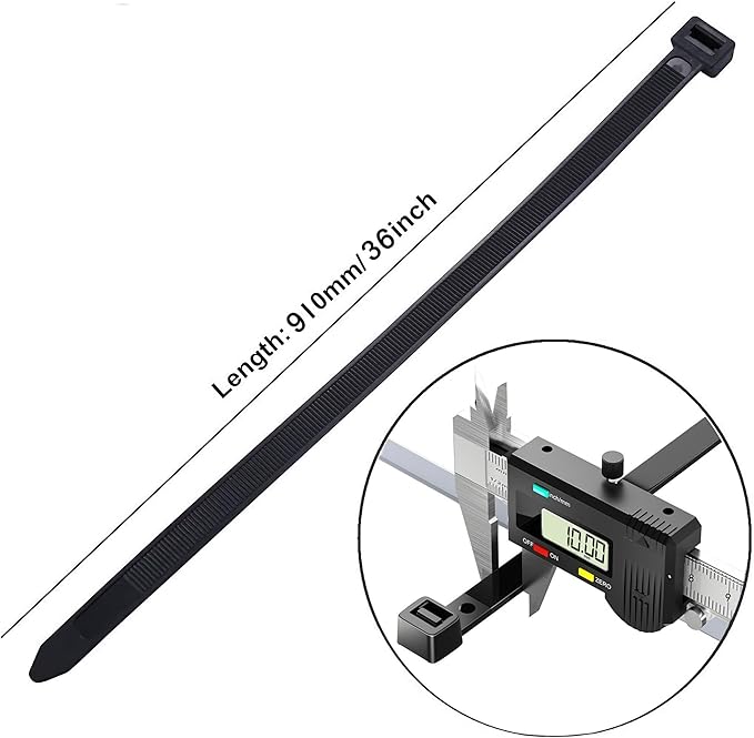 36 inch zip ties heavy duty outdoor use 15 pieces long cable ties black large plastic tie wraps uv resistant 200 lbs Tensile Strength