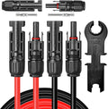 Solar Extension Cable 10AWG MC4 Connector,PV Wire Extension Cord with Male and Female Connectors,UV Resistant & Waterproof IP67, for RV Boat, Camping, 20 FT Black + 20FT Red