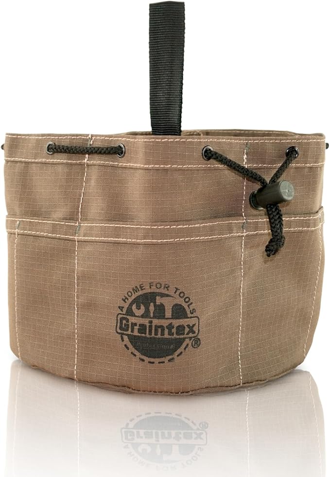 Graintex 18 Pockets Grab Bag Rip-stop Canvas Drawstring Closure, Small Part Organizer Pouch, Small Tools, Screws, Parts, Parachute Tool Bag for Efficient Storage - Beige