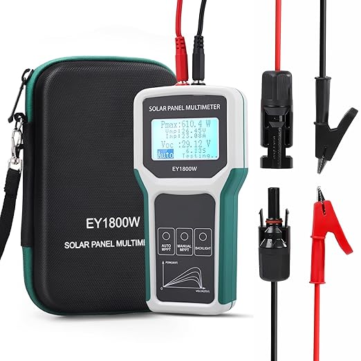 1800W Solar Panel Tester: MPPT Smart Photovoltaic Multimeter - Portable Solar Meter - Clear LCD Display - Measures Power Output - Open Circuit Voltage - Ideal for PV System Troubleshooting