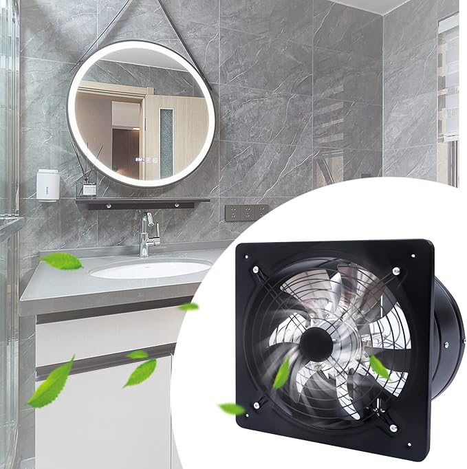 12'' Explosion Proof Exhaust Fan, 125W Industrial Axial Flow Fan Utility Blower Ventilator Extractor Factory Extraction Ventilation for Garage Shops Kitchen, 2800RPM