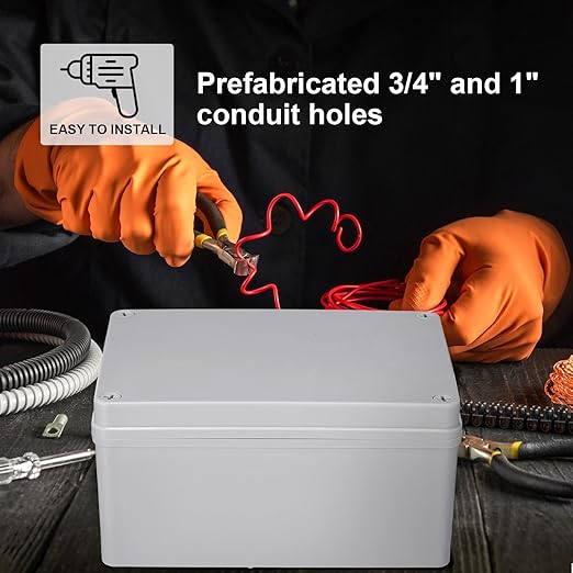 Kanayu Conduit Box Electrical Junction Box Plastic Dustproof Waterproof Gray White Protect Conduits and Fittings Universal Electrical Project Enclosure for Outdoor(8'' x 6'' x 4'')
