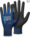 KAYGO Safety Work Gloves MicroFoam Nitrile Coated, 3 Pairs KG18NB,Seamless Knit Nylon Glove for Men and Women, Ideal for Automotive,Warehouse,Construction (XL, Dark Blue)