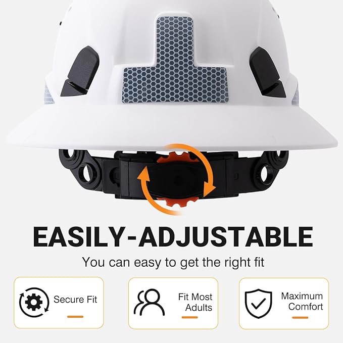 Full Brim Hard Hat Construction OSHA Approved Vented Hard Hat Cascos De Construccion Adjustable Cool Vent Work Safety Helmet for Men and Women