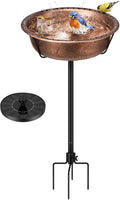 VIVOHOME Bird Bath with Solar Fountain for Outside, Weather-Resistant ABS Birdbath Bowl with Solar Powered Pump, Metal Ground Stake for Outdoor, Garden, 1.45 Gallons, Bronze