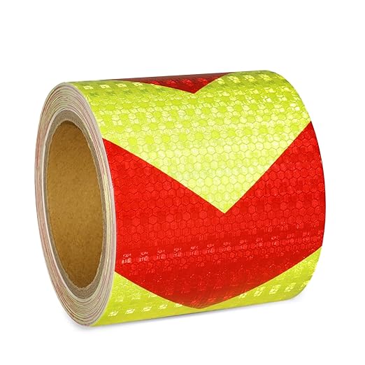 Reflective Tape, Waterproof Self Adhesive Dot Reflective Tape Outdoor Safety Caution Reflector for Trailers, Bikes, Cars（Red Yellow, 4 Inch x 32.8 Feet）