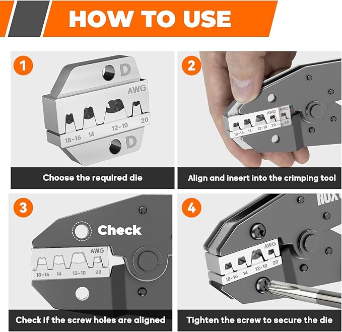 Crimping Die for Open Barrel Terminals - 20-10 AWG