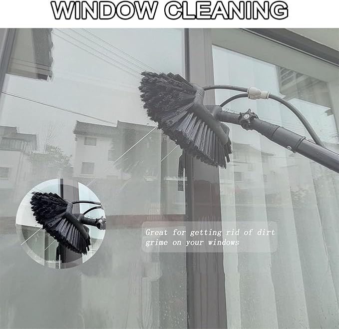 Water Fed Telescopic Brush, Photovoltaic Panel Cleaning Tool Water-Through Brush, Water Fed Brush Kit with Squeegee, Outdoor Solar Panel Cleaning System Pole 29cm-5.4m/18ft