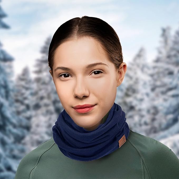 ACUSHLA 100% Merino Wool Neck Gaiter for Men & Women Ski Face Mask Winter Scarf Neck Warmer All Weather, Midweight Maple Leaf