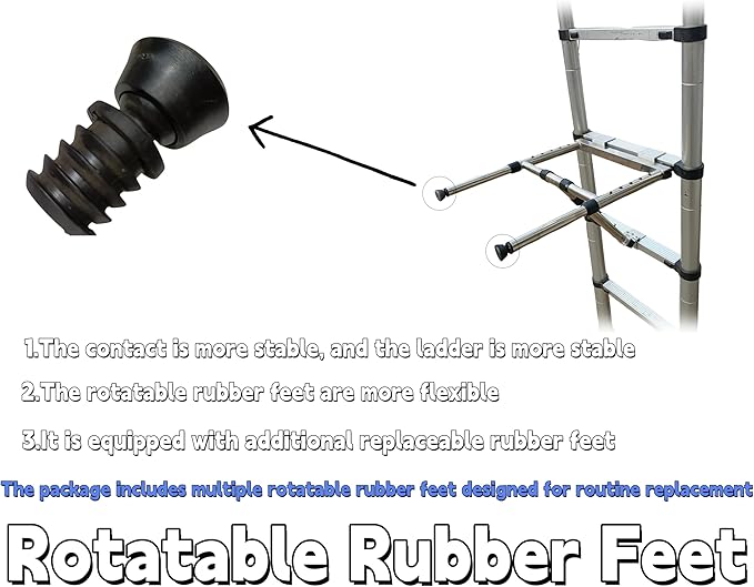 Extension Ladder Stabilizer, Adjustable Ladder Standoff with Rotatable Rubber Feet, Constructed from Stainless Steel, Easy to Install and Suitable for Both Homeowners and Outdoor Professionals