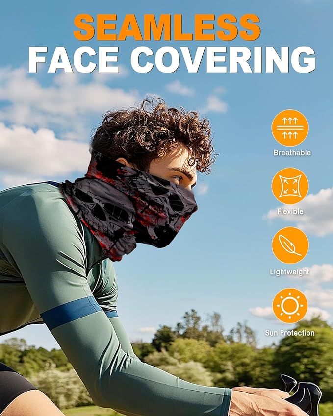 4Pack Neck Gaiter for Men Women Face Cover Mask Head Wrap Balaclava Headwear Bandana Headband Magic Scarf
