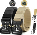 DOOPAI Tactical Belt for Men, 3Pack Military Nylon Web with Heavy Duty Quick Release Metal Buckle