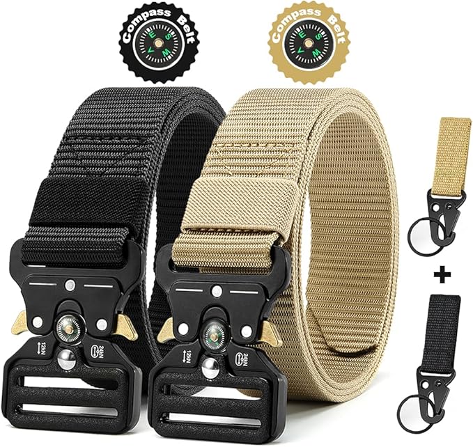 DOOPAI Tactical Belt for Men, 3Pack Military Nylon Web with Heavy Duty Quick Release Metal Buckle