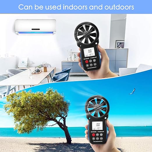 Digital Wireless Anemometer with APP via Bluetooth, Handheld Wind Speed Meter Wind Gauge for Measuring Wind Velocity/Temperature with Backlit, Max/Min/Avg(INFURIDER YF-866APP)
