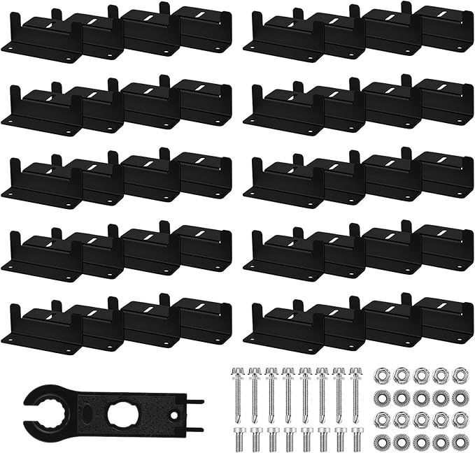 Tatuo 40 Sets Solar Panel Mounting Brackets Z Bracket Aluminum Alloy Solar Panel Mounting Brackets Kit with Nuts and Bolts for Boat, Wall and Other Off Gird Roof Installation, Black