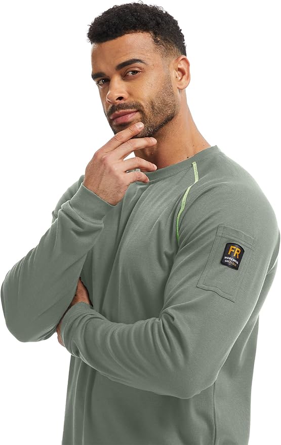 WORKWEYA FR Shirts for Men 5.5OZ Light Weight Welding Flame Resistant Shirts NFPA2112 CAT2