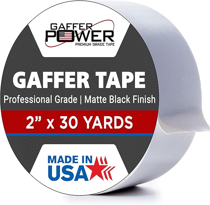 White Gaffer Tape 2 Inch x 30 Yards, Pro Grade Made in USA, Residue-Free Removal, Matte Non Reflective Cloth Tape, Writable Surface for Cable Labeling, Floor Tape for Stage & Studio