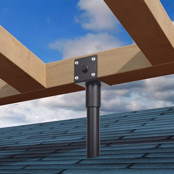 3.6" Heavy Duty Saddle Roof Riser for Patio Pergolas, 16-1/2" High, (Black - Set of 1)