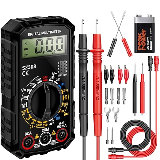 ANENG Multimeter,SZ308 DC AC Volt Meter,Ohm Digital Multimeter Tester,Measures Voltage,Current,Resistance,Continuity,Diodes, Electrical Tester for Househould Tools,Automotive Battery Test