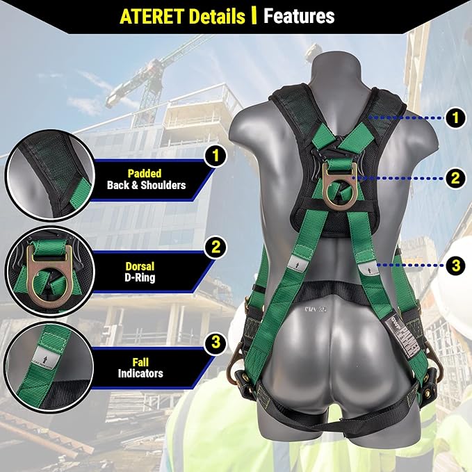 Palmer Safety Fall Protection Safety Harness Kit I Construction Harness + Various Lanyard + D-Ring Extender