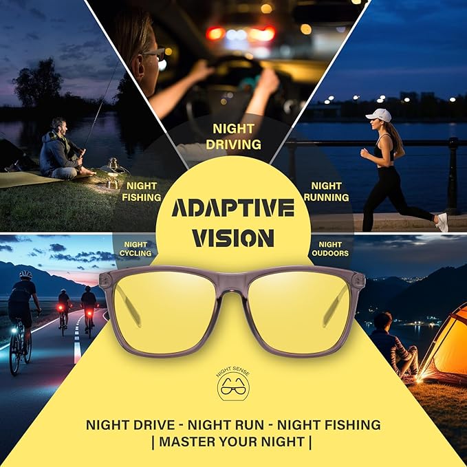 DUCO Polarized Night Vision Glasses for Men and Women Yellow Safety Driving Glasses with UV Protection and Anti Glare