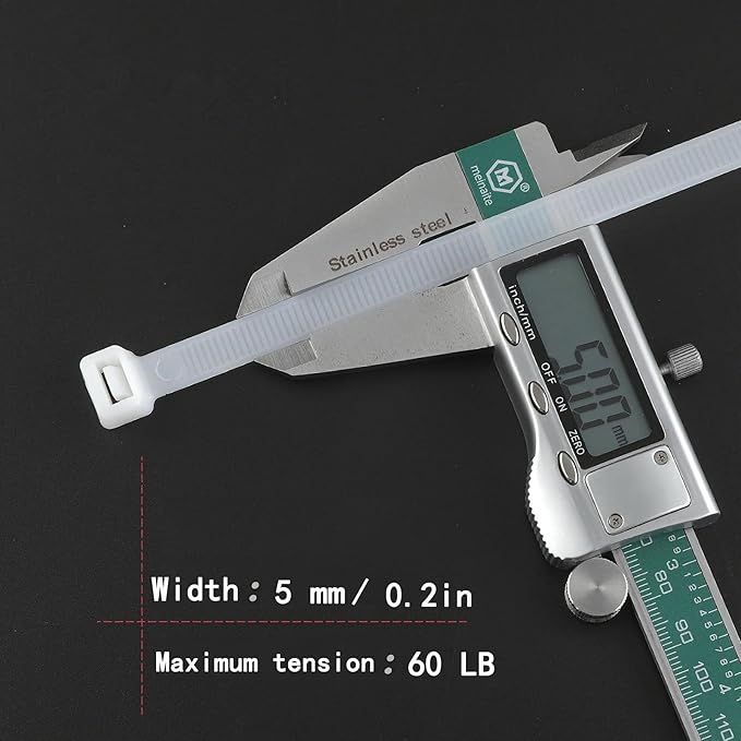 White zip ties 18 inch Large Cable ties wraps100 pcs/Pack outdoor use Long plastic ties with 60 Pounds tensile