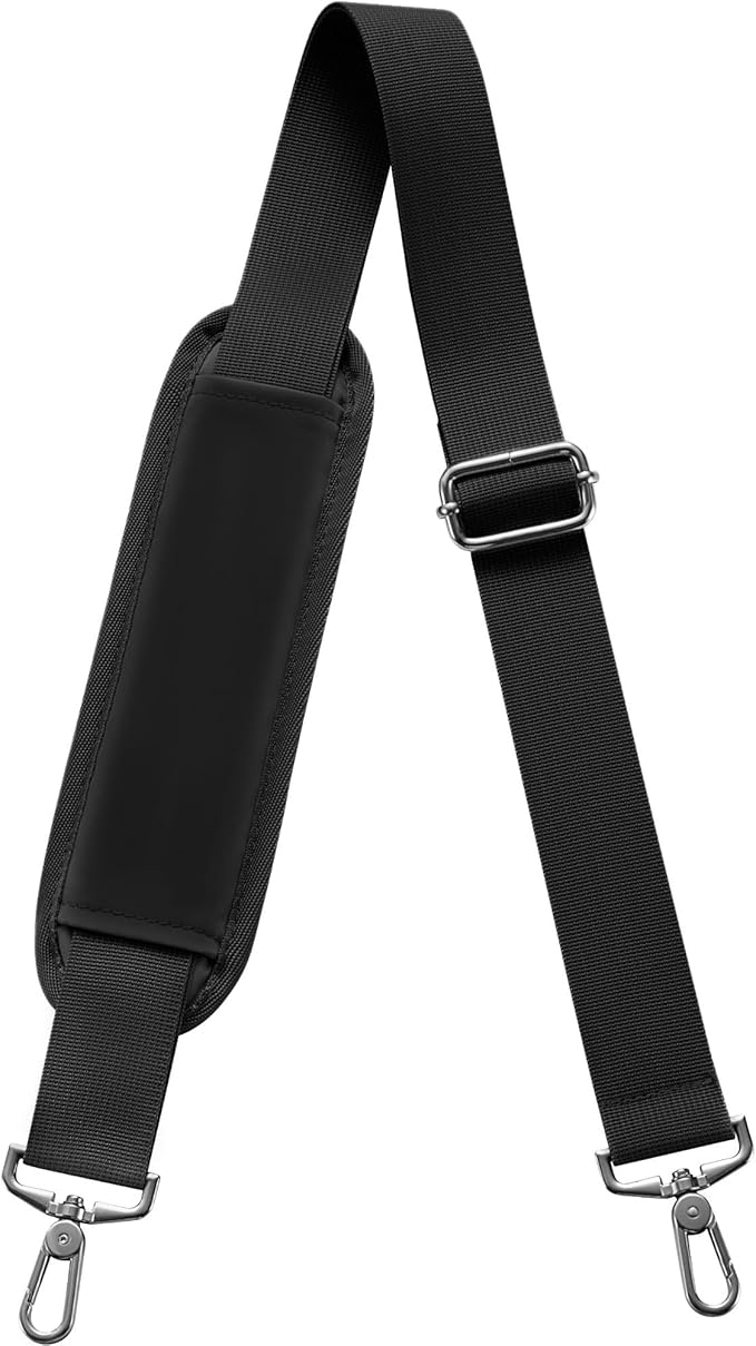 LUGGEX 56 Inch Shoulder Strap, SS01Universal Adjustable Replacement Belt with Padded Metal Hooks for Crossbody Duffel Messenger Sleeve Bag Brifcase, (SS01-Core, Black)