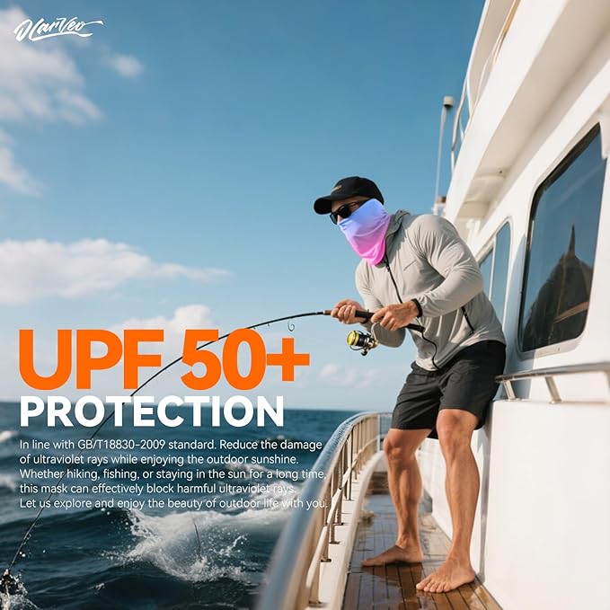UPF 50+ Sun Protection UV Cooling Neck Gaiter Face Mask Gradient Color Scarf Breathable Bandana for Men & Women