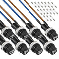 6X30mm Panel Mount Fuse Holder, 250V AC 10A/125V AC 15A, 12V DC, Screw Cap, Pre-Soldered Wires, 10A/15A Fast Blow Glass Fuse Kit