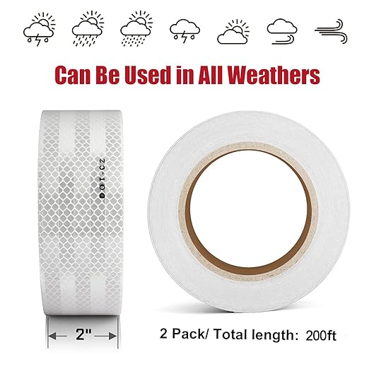 SEVEN SPARTA DOT-C2 Reflective Safety Tape 2 Inch x 200 Feet Silver Conspicuity Tape for Vehicles, Trailers, Boats, Signs (200 FT)