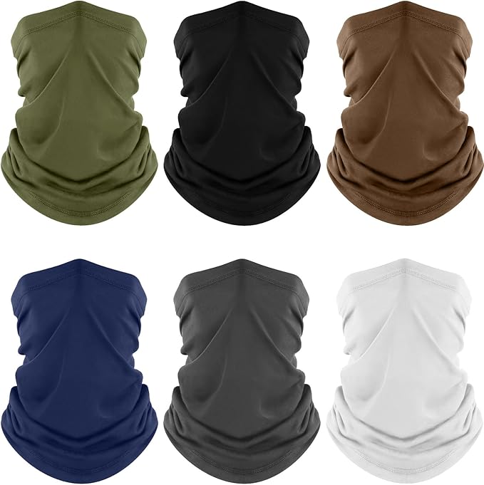 Fuinloth Neck Gaiter, 6 Pack Cooling UV Protection Bandana Face Mask Gator Scarf for Men Women