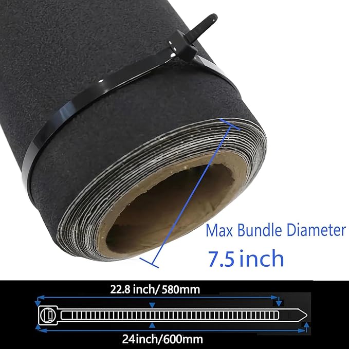 24 Inch Heavy Duty Zip Ties Black (50-Pack) 250 lb Tensile Strength, UV Resistant & Weatherproof for Outdoor Use, Long Plastic Cable Ties for Bundling, Organizing