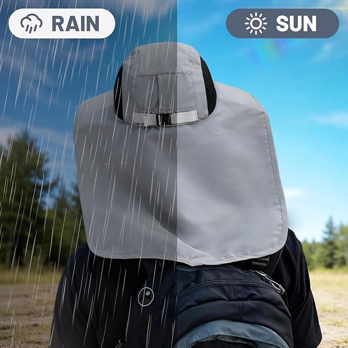 Solar Fan Hat Wide Brim Hat with Fan Sunscreene Neck Flap 3-Speed Outdoor Sun Hat for Fishing,Hiking,USB Solar Charging
