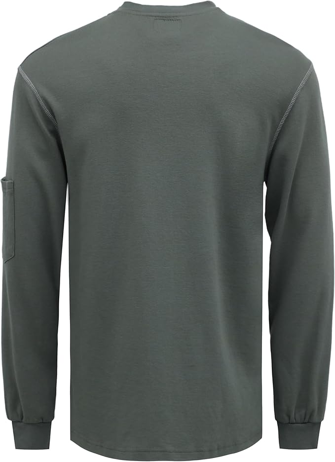 KONRECO FR Shirts for Men Long Sleeve 7oz Cotton Flame Resistant/Fire Retardant CAT2 Henley Shirt