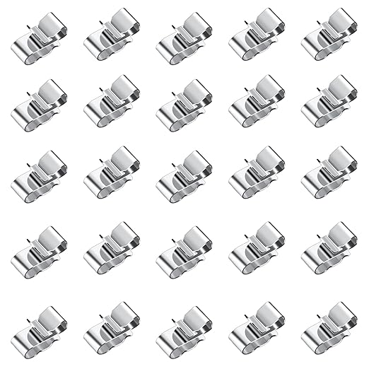 50 Pcs Trailer Wire Clips,Metal Cable Clips Stainless Steel Clips Solar Panel Wire Clip Double Wire Clips Trailer Wire Clamps for PV Wiring Boat Cable, Boat Trailer 22.5 mm/ 0.89 Inch