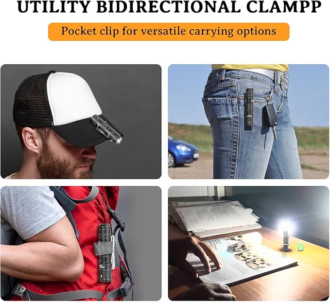Rechargeable Mini Flashlight with Clip, 1100 High Lumens Super Bright Small Flashlight, IP68 Waterproof EDC Flashlight, 5 Modes Pocket Flashlight with Mode Memory for Camping Hiking