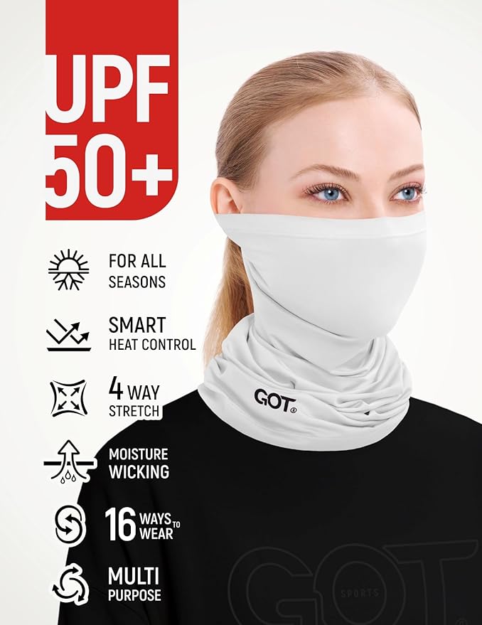 GOT Sports Cooling Neck Gaiter - UPF 50+ Fishing Face Mask for Men Women - Thermoregulation & UV Sun Protection