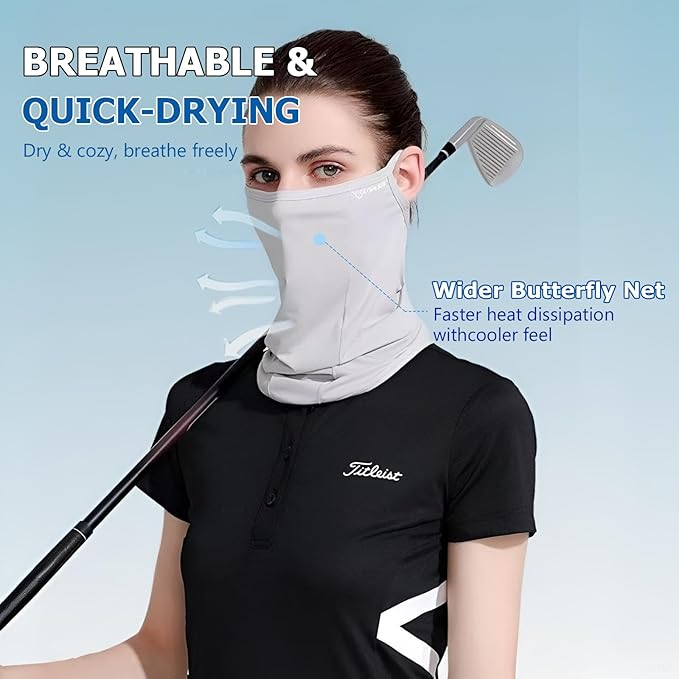 UPF 50+ Face Mask for Women & Men - Ice Silk Cooling Full Face Cover, Breathable Sun Protection Neck Gaiter