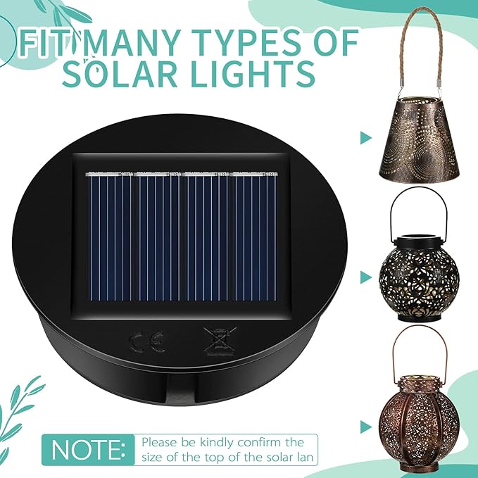 Jeyiour 12 Pack Solar Light Replacement Tops Replacement Solar Light Parts Waterproof LED Panel Lantern Lid Outdoor Top Kit for Hanging Lanterns Patio Decor(3.15 in)