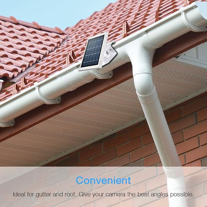 Gutter Mount for Ring Solar Panel, No-Drill Mount for Arlo, Eufy, Reolink Solar Panel for Maximum Sunlight Exposure (White, 2 Pack)