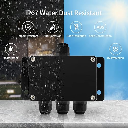 ABS IP67 Waterproof Dustproof Electrical Junction Box, with 15A 600V Barrier Terminal Cable Connector, 1 in/3 Out Power Junction Box（3.93 * 2.67 * 1.96in）