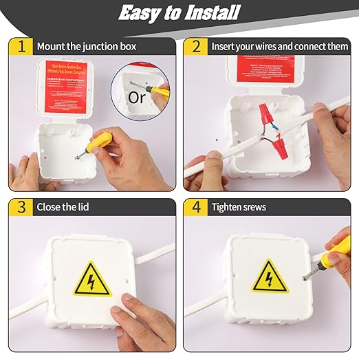Open Splice Repair Kit (6 Pack), One-Piece Splice Box - 5 Second Installation, Electrical Wire Junction Box